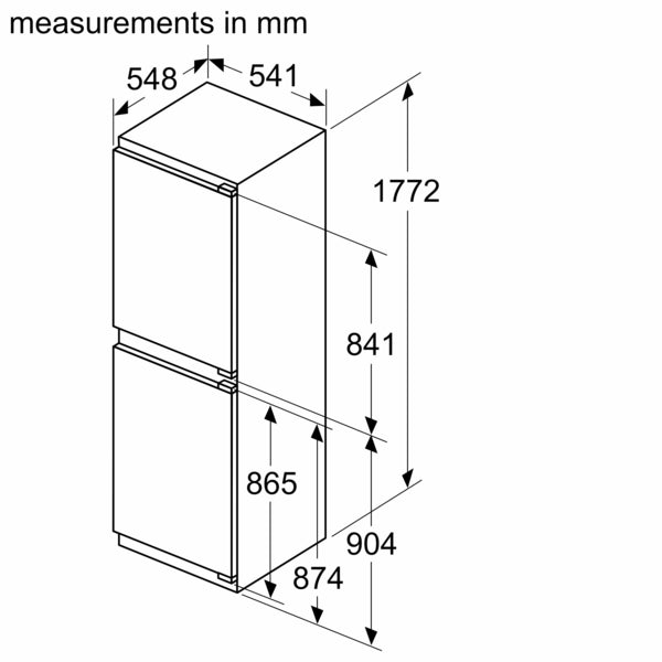 N 30, Built-in fridge-freezer with freezer at bottom, 177.2 x 54.1 cm, flat hinge-18