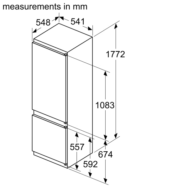 Series 2, Built-in fridge-freezer with freezer at bottom, 177.2 x 54.1 cm, sliding hinge-19
