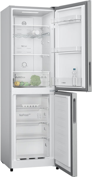 Series 2, Free-standing fridge-freezer with freezer at bottom, 182.4 x 55 cm, Stainless steel look-3