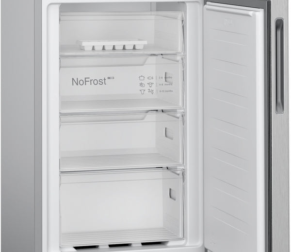 Series 2, Free-standing fridge-freezer with freezer at bottom, 182.4 x 55 cm, Stainless steel look-6