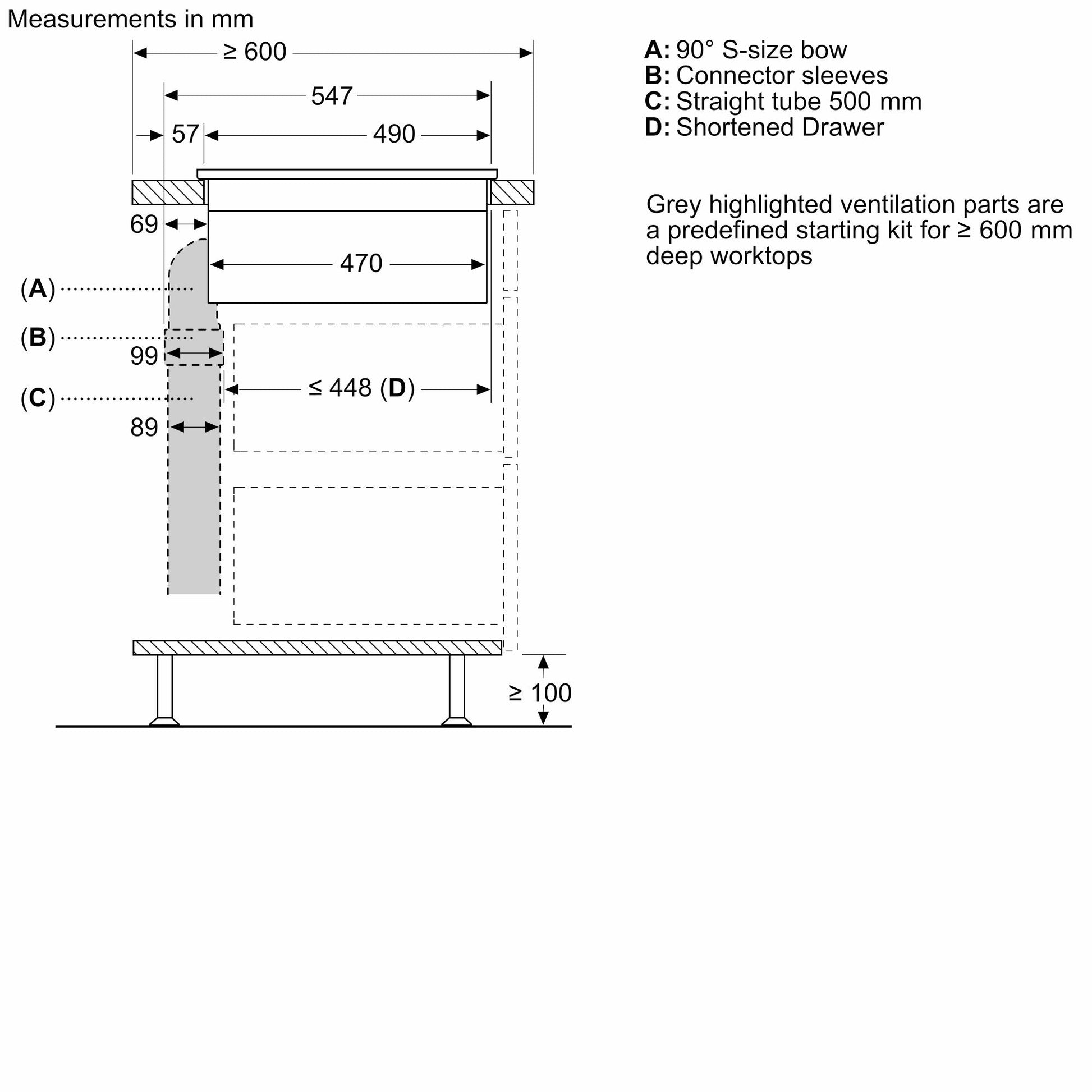 Bosch Accessories for Venting Hobs - Ducted External Extraction HEZ9VDKE1