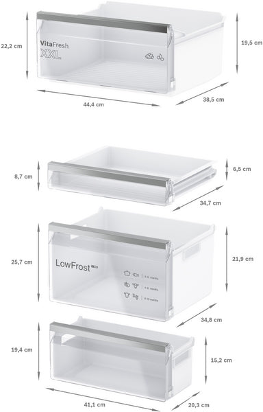 Series 4, Built-in fridge-freezer with freezer at bottom, 177.2 x 54.1 cm, sliding hinge-16