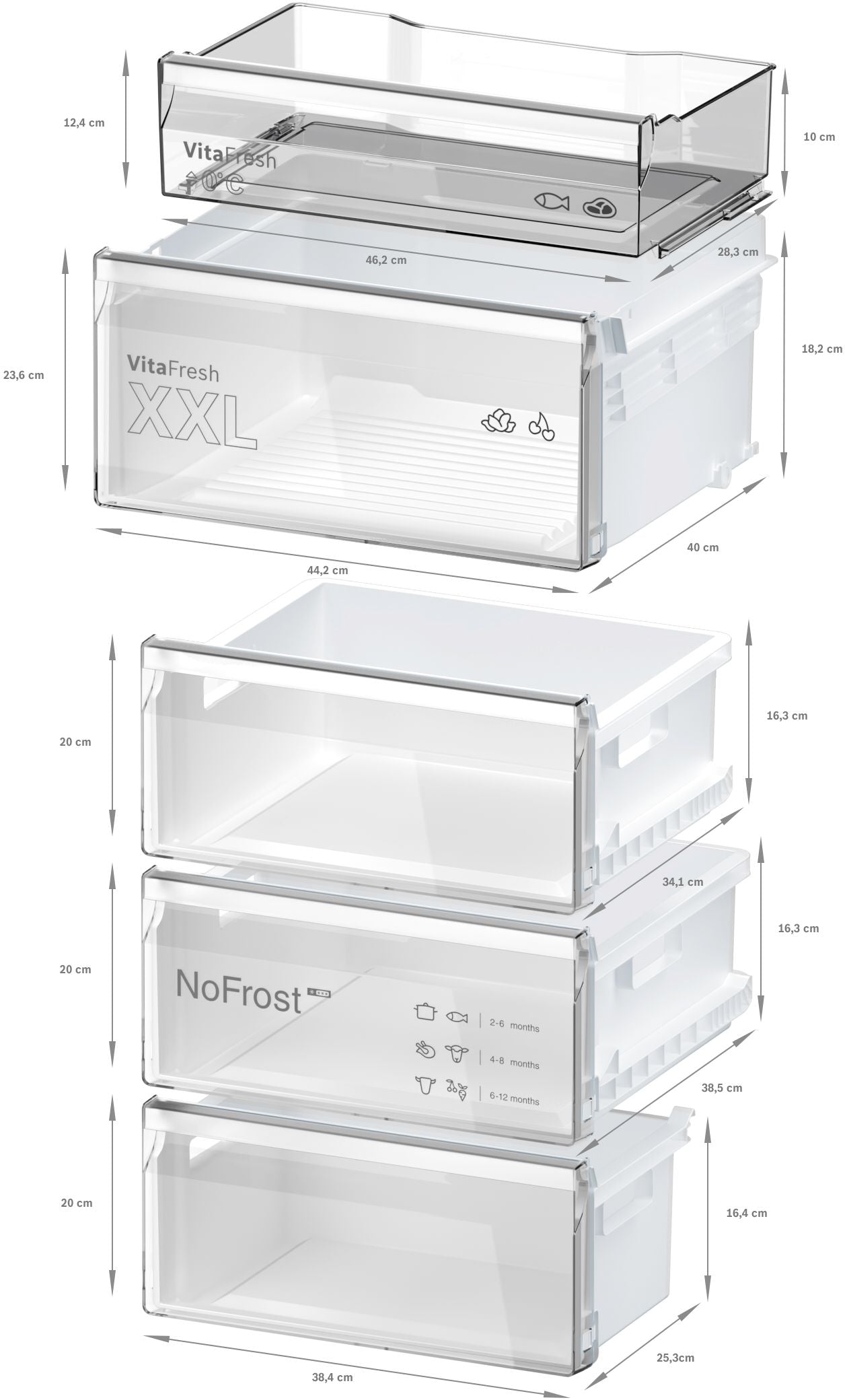 Bosch No Frost - 186cm Height Series 4 KGN362WDFG