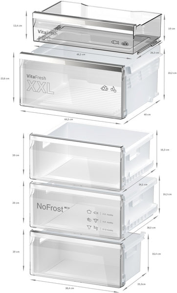 Bosch KGN39AWCTG Series 6, Free-standing fridge-freezer with freezer at bottom, 203 x 60 cm, White-13