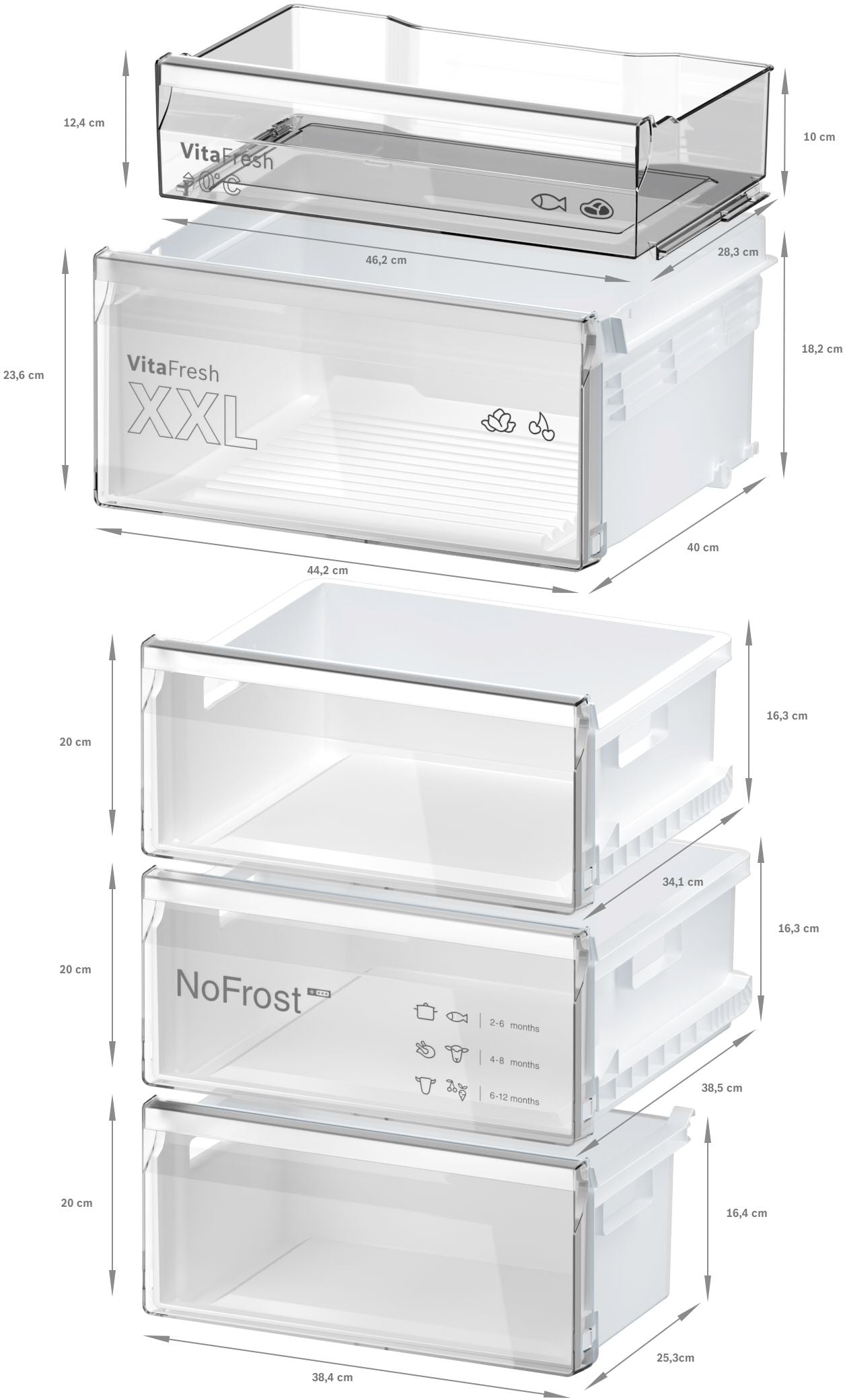 Bosch No Frost - above 200cm Height x 60cm wide Series 4 KGN392WDFG