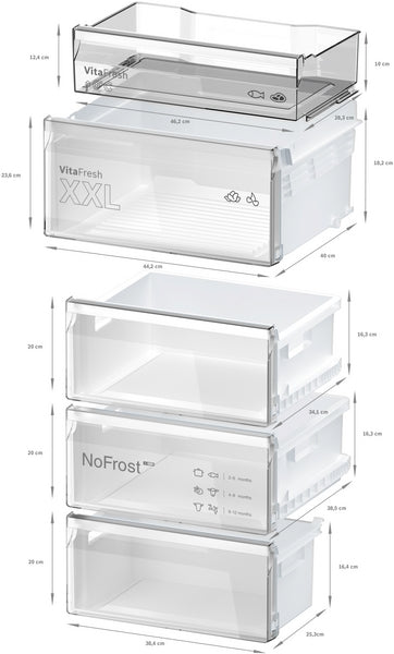 Bosch KGN392LBFG Series 4, Free-standing fridge-freezer with freezer at bottom, 203 x 60 cm, Stainless steel look-15