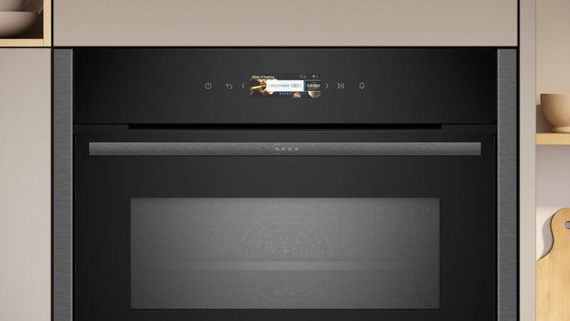 Neff N 70 C24MR21G0B Built-in compact oven with microwave function, 60 x 45 cm, Graphite-Grey product photo (21304135_C24MR21G0B_PGA1_def.jpg)