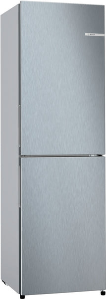 Series 2, Free-standing fridge-freezer with freezer at bottom, 182.4 x 55 cm, Stainless steel look