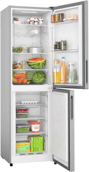 Series 2, Free-standing fridge-freezer with freezer at bottom, 182.4 x 55 cm, Stainless steel look-2
