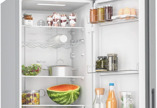 Series 2, Free-standing fridge-freezer with freezer at bottom, 182.4 x 55 cm, Stainless steel look-5
