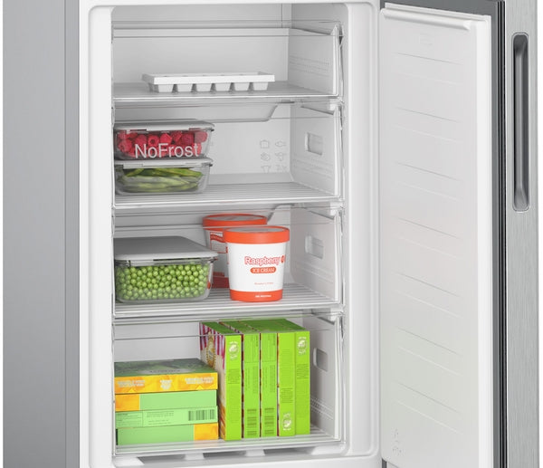 Series 2, Free-standing fridge-freezer with freezer at bottom, 182.4 x 55 cm, Stainless steel look-4