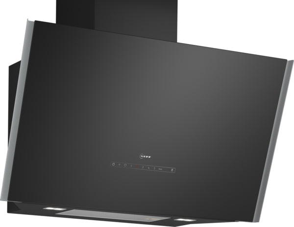 N 90, Wall-mounted cooker hood, 90 cm, clear glass black printed, Black-16