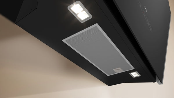 N 90, Wall-mounted cooker hood, 90 cm, clear glass black printed, Black-3