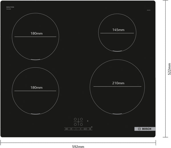 Bosch PUE611BB5E Series 4 Induction hob, 60 cm, surface mount without frame