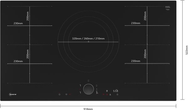 N 90, Induction hob, 90 cm, surface mount without frame-6