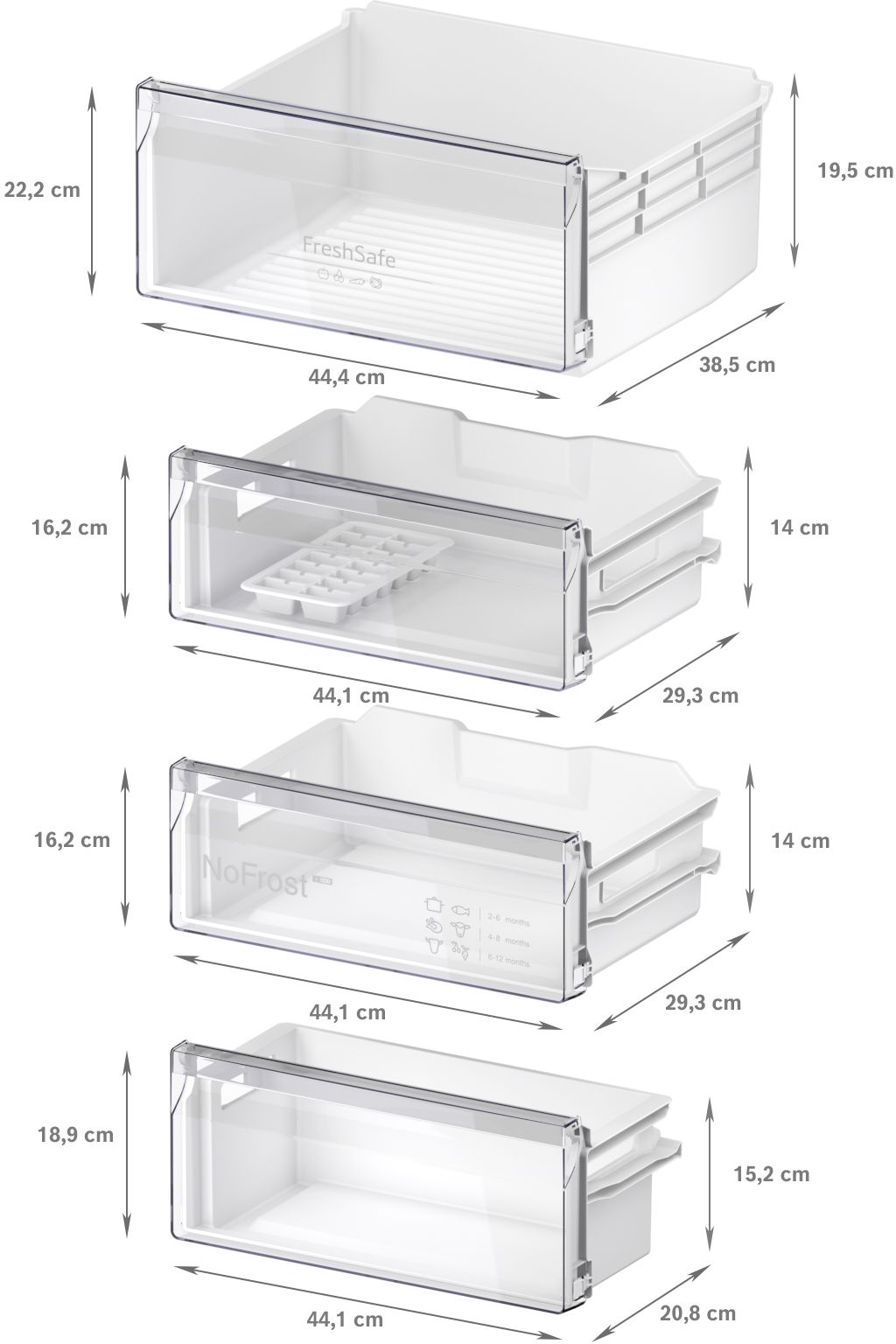 Neff Bottom Freezers - NoFrost (193.5cm Height x 54cm width, XL) N 30 KI7961SE0