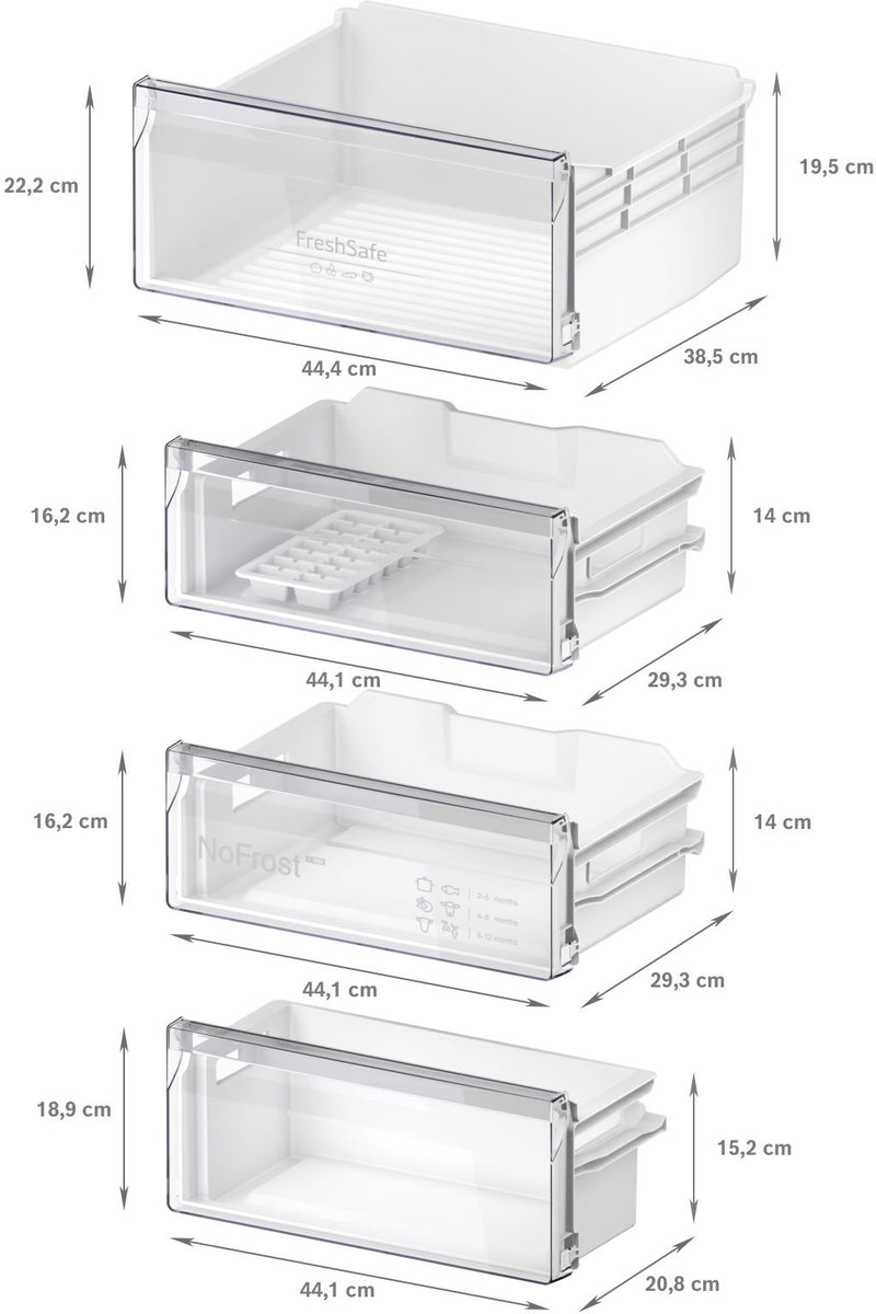 Neff Bottom Freezers - NoFrost (193.5cm Height x 54cm width, XL) N 30 KI7961SE0