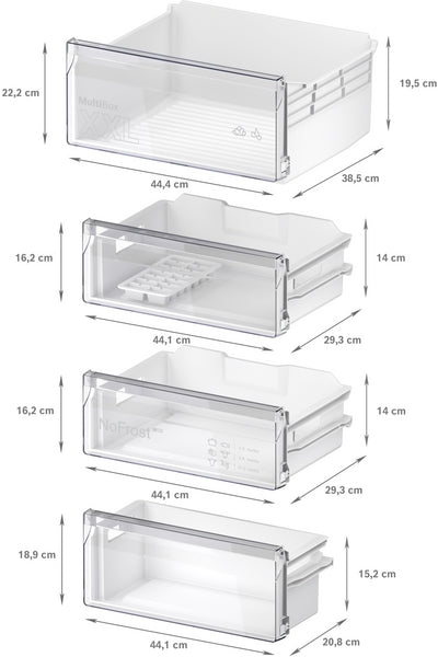 Series 2 Bottom Freezers - NoFrost (193.5cm Height x 54cm width, XL)-15