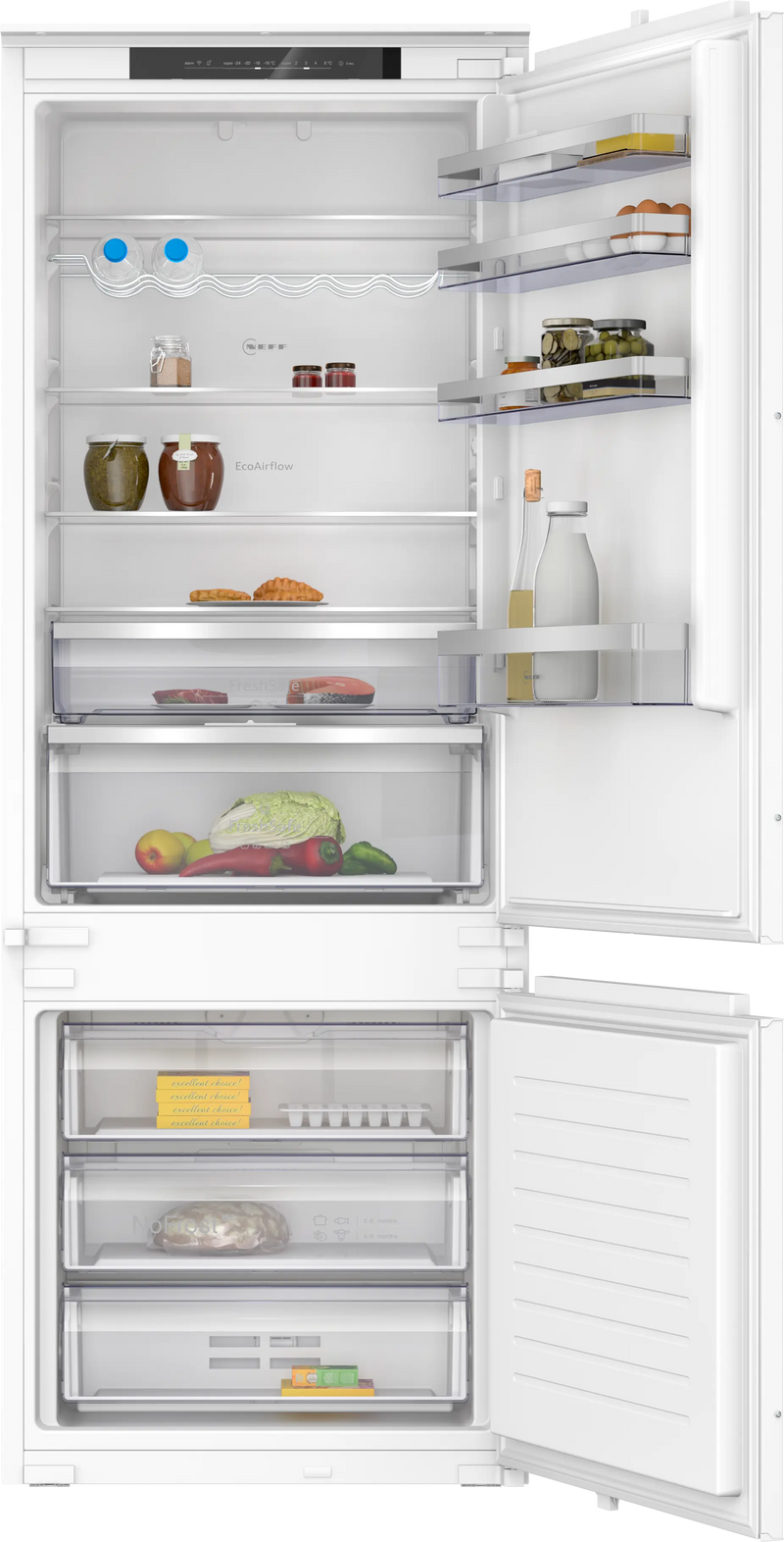 N 50, Built-in fridge-freezer with freezer at bottom, 193.5 x 69.1 cm, sliding hinge-1