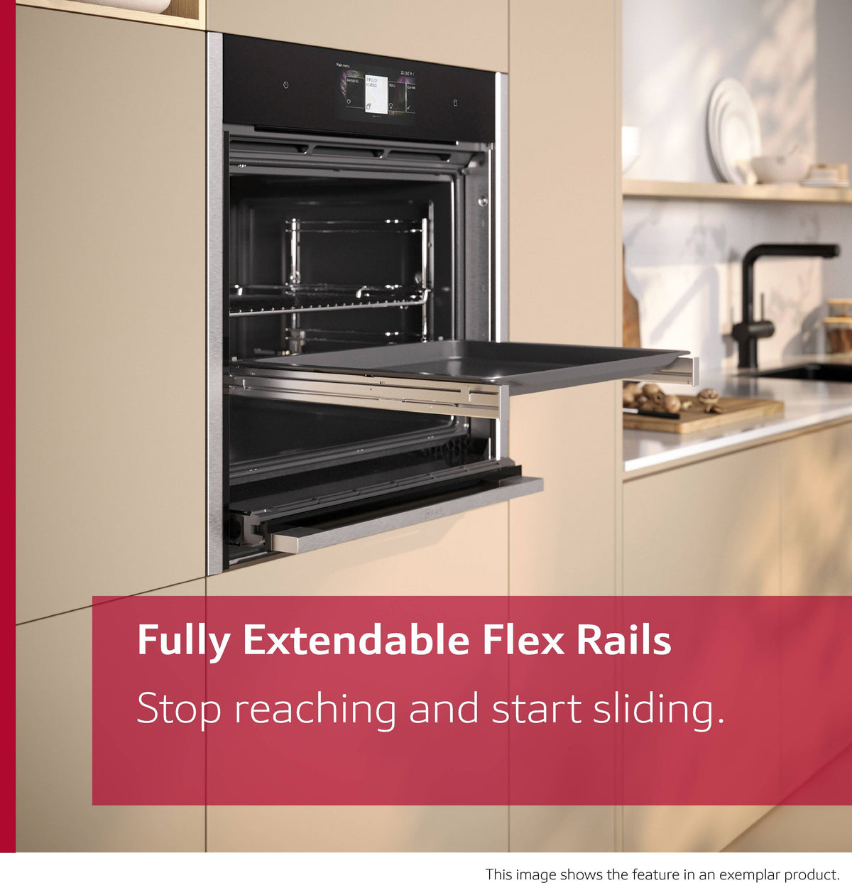 N 90, Built-in compact oven with steam function, 60 x 45 cm, Flex Design product photo (24761056_FHI_NE_OV_FullyExtendableFlexRails_FD_en-GB.jpg)
