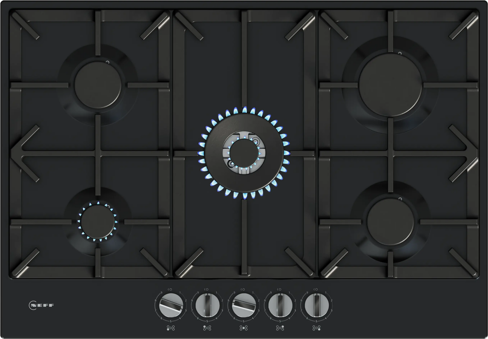 Neff N 70, Gas hob, 75 cm, Enamel, Black