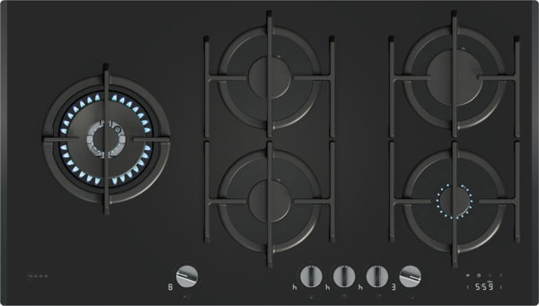 N 90, Gas hob, 90 cm, Tempered glass, Black-1