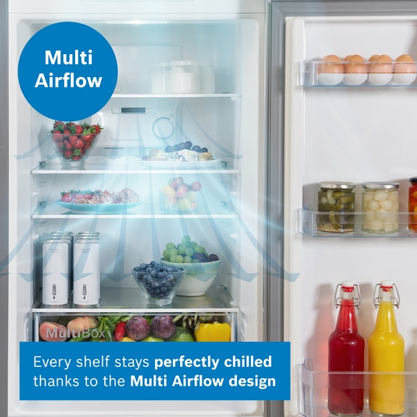 Series 2, Free-standing fridge-freezer with freezer at bottom, 186 x 60 cm, Stainless steel look-13