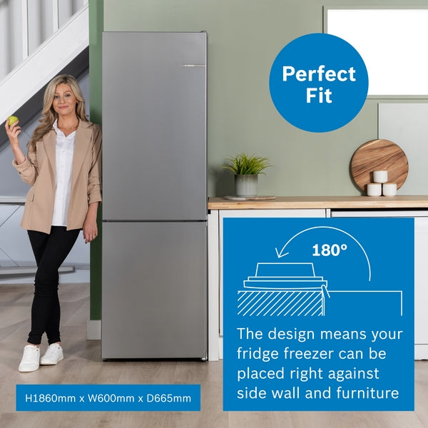 Bosch KGN362LDFG Series 4, Free-standing fridge-freezer with freezer at bottom, 186 x 60 cm, Stainless steel look-12