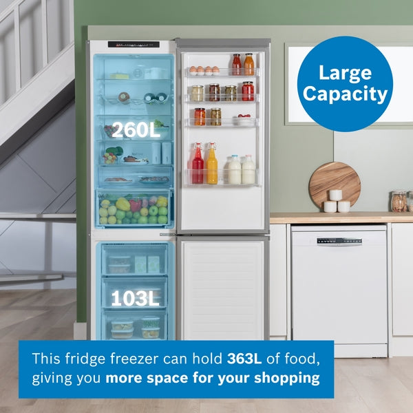 Bosch KGN392LAGG Series 4, Free-standing fridge-freezer with freezer at bottom, 203 x 60 cm, Stainless steel look-6