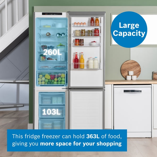 Bosch KGN392LDFG Series 4, Free-standing fridge-freezer with freezer at bottom, 203 x 60 cm, Stainless steel look-9