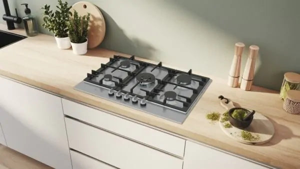 Series 6, Gas hob, 75 cm, Stainless steel-5
