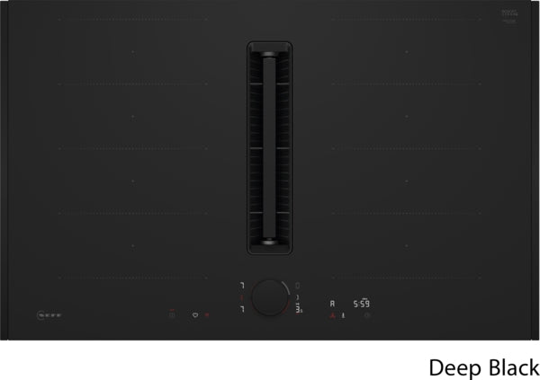 N 90, Induction hob with integrated ventilation system, 80 cm, Matt black, Flex Design-3