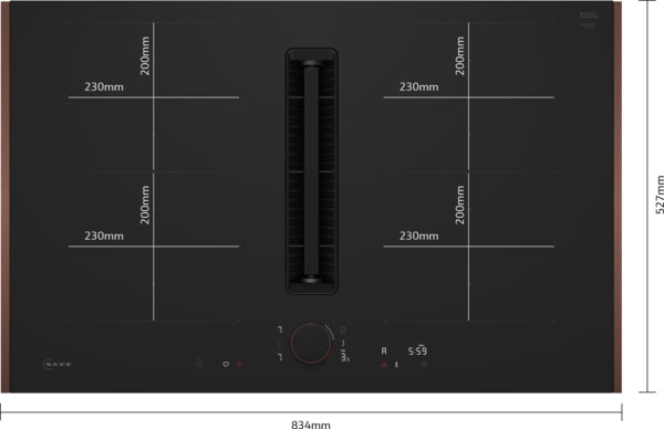 N 90, Induction hob with integrated ventilation system, 80 cm, Matt black, Flex Design-18