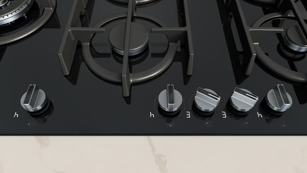 N 90, Gas hob, 90 cm, Tempered glass, Black-4