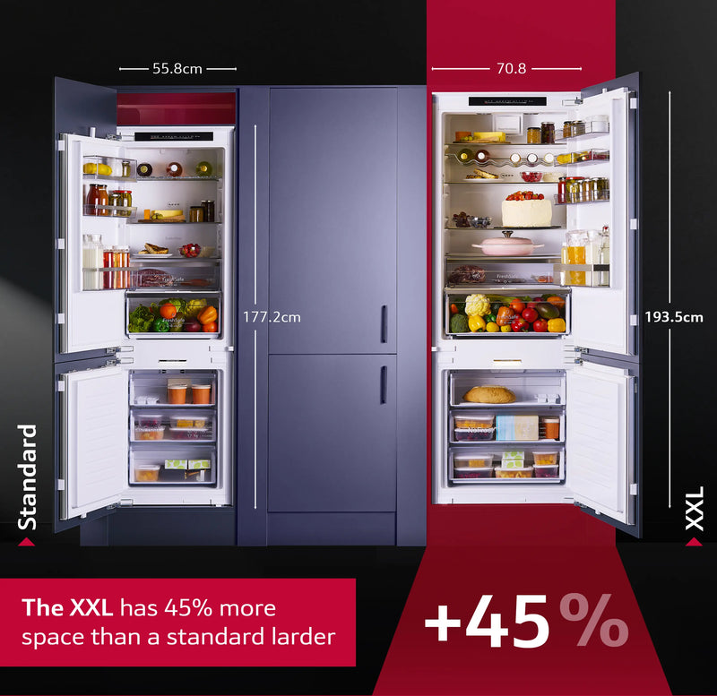 N 50, Built-in fridge-freezer with freezer at bottom, 193.5 x 69.1 cm, sliding hinge-7