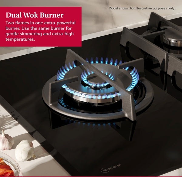 N 90, Gas hob, 90 cm, Tempered glass, Black-8