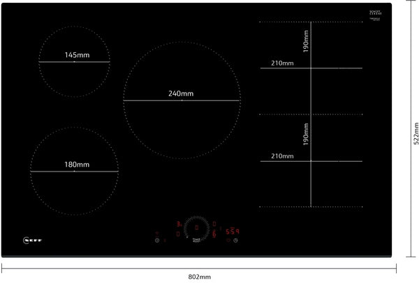 N 70, Induction hob, 80 cm, surface mount without frame-3