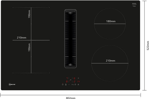 Neff V58NBS1L0 N 50, Induction hob with integrated ventilation system, 80 cm, surface mount without frame-5