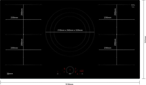 N 70, Induction hob, 90 cm, surface mount without frame-4