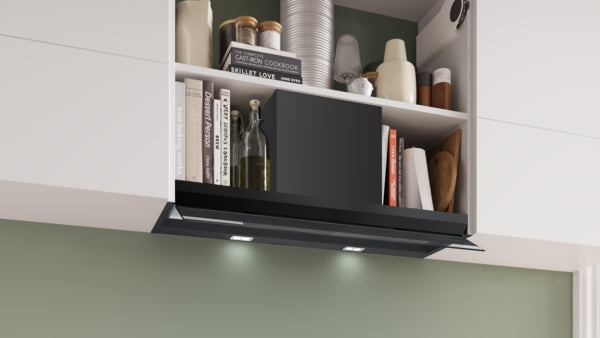 Bosch DBB97DP60B Series 6, Integrated Design Hood, 90 cm, clear glass black printed, Matt black-3