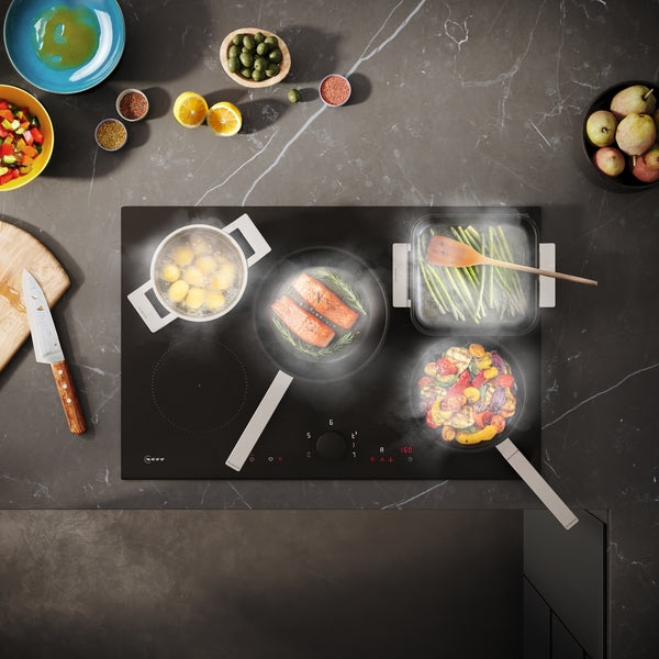 N 90, Induction hob with integrated ventilation system, 80 cm, Matt black, Flex Design-10