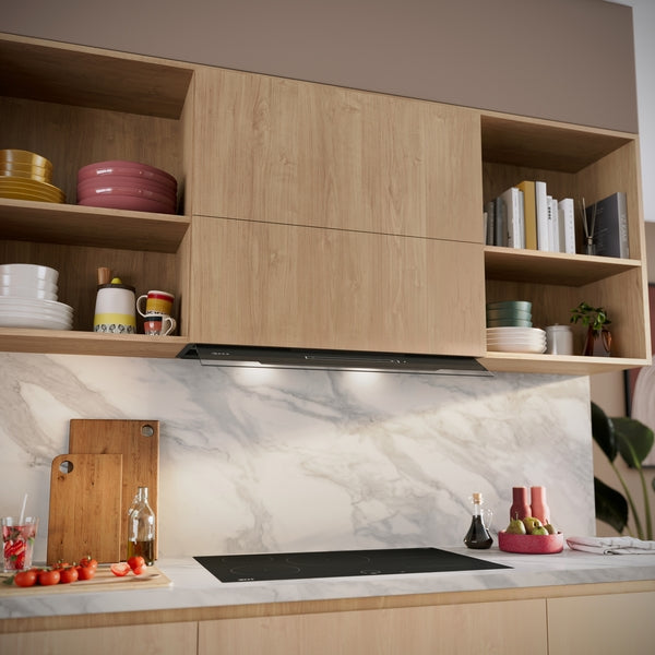 N 90, Integrated Design Hood, 80 cm, clear glass black printed, Matt black-8