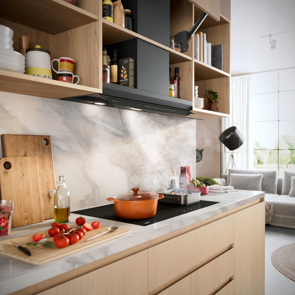 N 90, Integrated Design Hood, 80 cm, clear glass black printed, Matt black-14