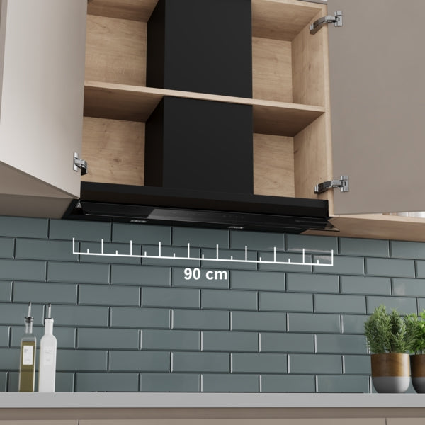 Bosch DBB97DP60B Series 6, Integrated Design Hood, 90 cm, clear glass black printed, Matt black-10