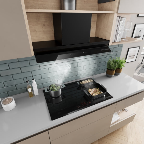Bosch DBB97DP60B Series 6, Integrated Design Hood, 90 cm, clear glass black printed, Matt black-14