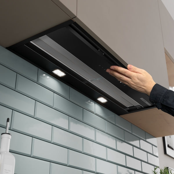 Bosch DBB97DP60B Series 6, Integrated Design Hood, 90 cm, clear glass black printed, Matt black-13