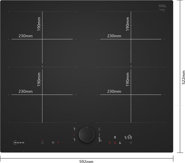 N 90, Induction hob, 60 cm, Matt black-3