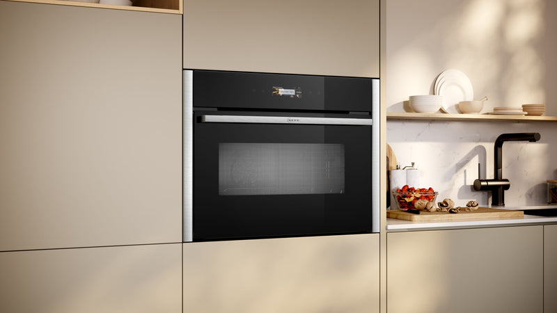 N 70, Built-in compact oven with microwave function, 60 x 45 cm, Stainless steel product photo (28330824_C24MR21N0B_PGA5_def.jpg)