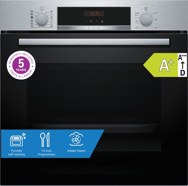 Series 4, Built-in oven with added steam function, 60 x 60 cm, Stainless steel-7