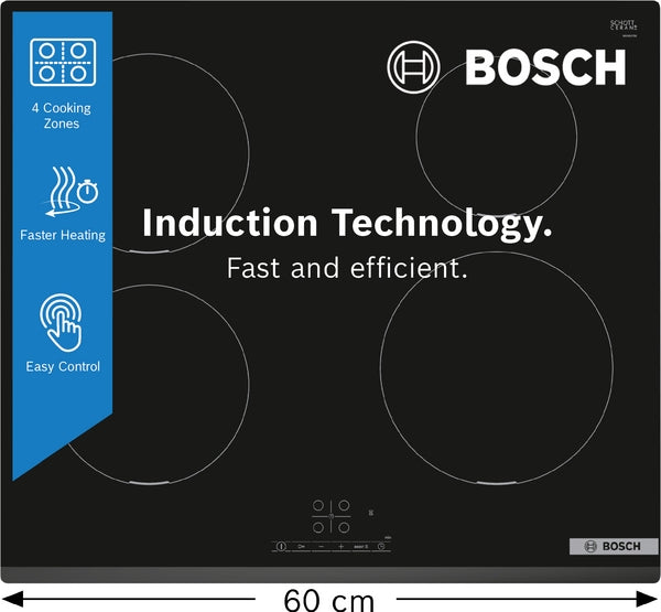 Bosch PIE631BB5E Series 4 Induction hob, 60 cm, surface mount without frame